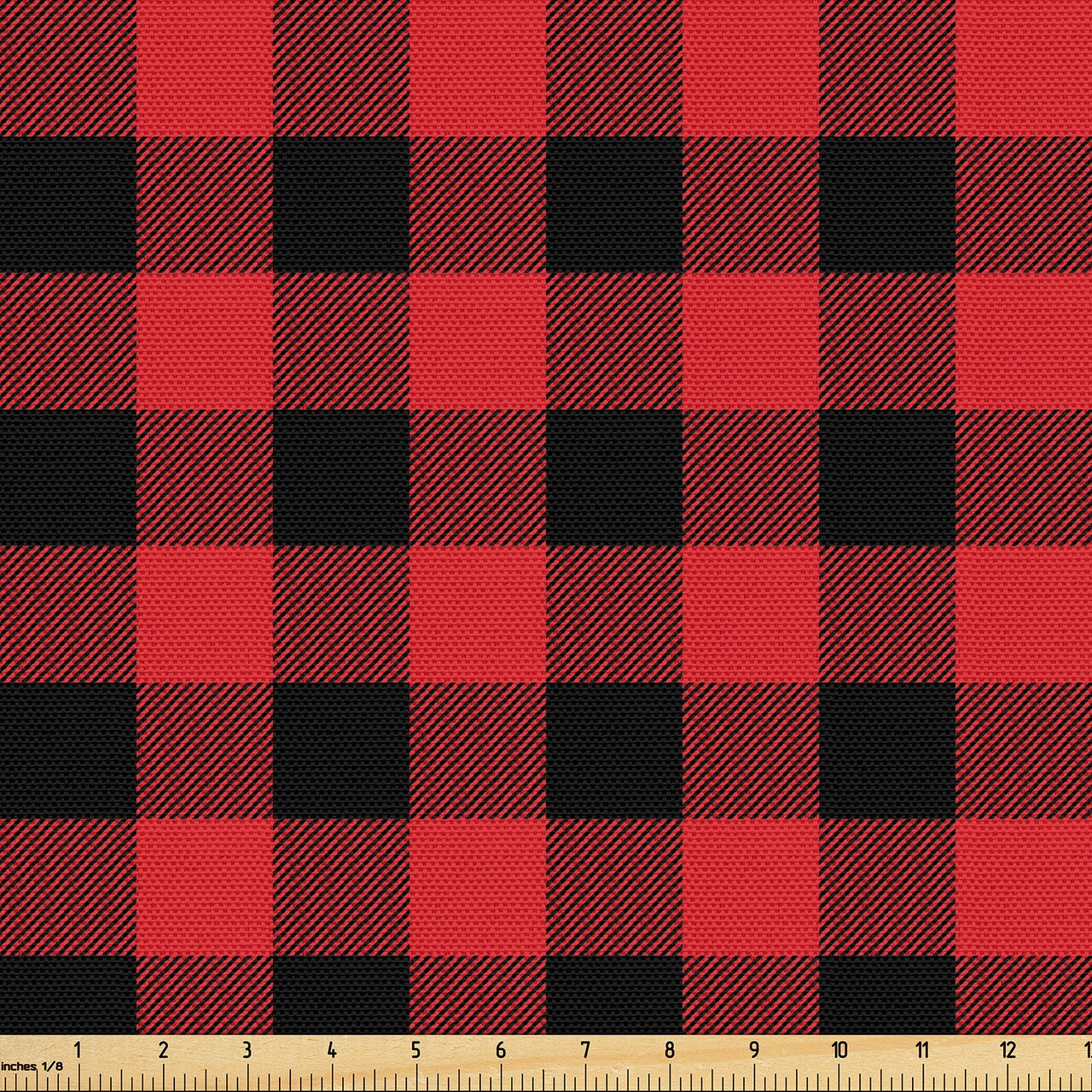 Ambesonne Plaid Fabric by The Yard, Lumberjack Fashion Buffalo Checks Pattern Retro Style Grid Composition, Decorative Fabric for Upholstery and Home Accents, 3 Yards, Orange Black